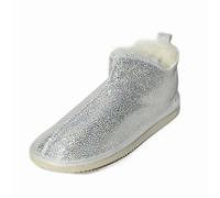 Femmes Peau de Mouton Chaussons Cinderella Paillettes Chaussures avec Laine
