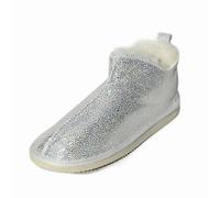 Femmes Peau de Mouton Chaussons Cinderella Paillettes Chaussures avec Laine