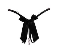 Femmes Perle Pendentif Sexy Strings Mode sous-vêtements Sexy Découpe Pendentif Perles String en Dentelle avec Noeud Lace Floral Hot Brodé Perle Massage Strings (Black, One Size)