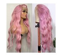 Femmes Perruque frontale en dentelle rose clair à vague lâche 13 × 4 1 transparente HD Cheveux brésiliens Remy 8-28 "Perruque bou de couleur pré-plumée Fête quotidienne(180 Density,16inches)