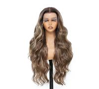 Femmes Perruque Lace Front Wig synthétique Body Wave transparente à reflets 13x4, 30 pouces, cheveux synthétiques bruns ombrés, perruque for la vie quotidienne Fête quotidienne