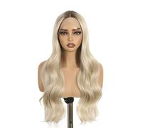 Femmes Perruque ondulée blonde platine ombrée de 26 pouces mettant en évidence les perruques cosplay avant dentelle Fête quotidienne