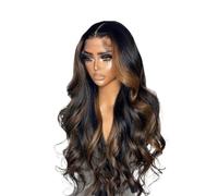 Femmes Perruque sans colle en dentelle cheveux humains Ombre vague de corps Hd perruques avant Fête quotidienne(38inches)