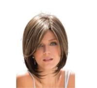 Femmes Perruques Cheveux Courts Et Raides, Longue Frange Moyenne Perruque Brun Foncé Perruque Cheveux Longs Et Raides, Perruques De Soie Haute Température