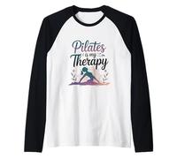 Femmes Pilates is My Therapy Yoga Workout Fitness Lover Manche Raglan