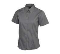 Femmes Pinpoint Oxford Demi Chemise Manche Travail Uniforme Bureau Chemisier