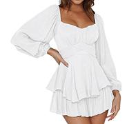Femmes Pirate Robe Pantalon, Volants, Élégante Blanc Costume Corset Rose Hors Épaule à Manches Longues Party Dress Bohemian Beach Mini Robe Carnaval
