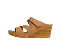 Femmes Plateforme compense Sandales Crisscross Bracelet Noir Crochet réglable boucle creux Chaussons Fashion Slides Open Toe Chunky Talon épais Pente inférieure Chaussures d'été (Brown, 38)