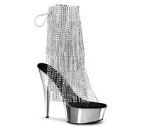 Femmes Plateforme Escarpins Sandales Transparentes Sexy Ultra Talon Haut Stiletto Franges scintillantes Bottes basses Bout ouvert Dos nu Eté Chaussures Pour striptease Fête Pole danceuse Scène 5.9 IN(