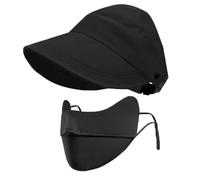 Femmes Pliable Chapeau de Soleil à Large Bord Protection UV en Bobs Chapeau Visière Idéal pour Voyage Randonnée Pêche Plage (+ Masque Visage) Noir