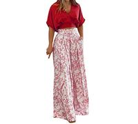 Femmes plissé 2 pièces Pantalons Tenues décontracté Bouton Ample Chemise Chemisier Haut Longue Jambe Large Palazzo Pantalon Ensemble Combinaison Cadeau Papa Gamer
