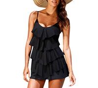 Femmes Plus Taille Impression Bow Bikini Maillot de Bain Push up Maillot de Bain Une Pièce Grande Taille (M)