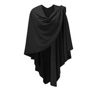 Femmes Poncho Châle Wrap Finement drapé tricoté Cape Cardigan écharpe croisée Devant pour Temps Froid/endroits climatisés,Taille unique,Noir-Noir