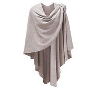 Femmes Poncho Châle Wrap Finement drapé tricoté Cape Cardigan écharpe croisée Devant pour Temps Froid/endroits climatisés,Taille unique,Marron-Gruau