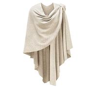 Femmes Poncho Châle Wrap Finement drapé tricoté Cape Cardigan écharpe croisée Devant pour Temps Froid/endroits climatisés,Taille unique,Jaune-Orge