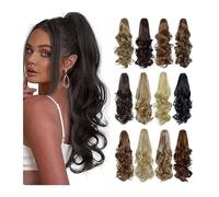 Femmes Postiche synthétique 22 pouces ondulé griffe pince sur queue de cheval Extension de cheveux Extension de queue de cheval cheveux for femmes queue de poney cheveux Utilisation quotidienne(Medium