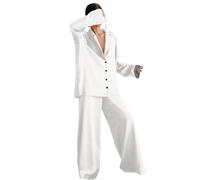 Femmes Printemps Été Mince Femmes Maison Imitation Soie Pyjamas Femmes Hiver Commerce Extérieur Glace Soie Vrac Peut être porté à l'extérieur, Blanc., M
