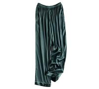 Femmes Pyjama Bas Printemps Eté Satin Mince Maison Pantalons Femmes Hommes Pantalon De Pyjama Couleur Unie Lâche Glace Soie Loungewear Vêtements De Nuit, Green, 3XL