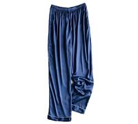 Femmes Pyjama Bas Printemps Eté Satin Mince Maison Pantalons Femmes Hommes Pantalon De Pyjama Couleur Unie Lâche Glace Soie Loungewear Vêtements De Nuit, Blue, 4XL