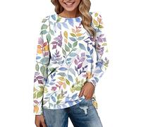 Femmes Quotidien Hauts à Manches Longues Confortable dégradé imprimé Blouse Hauts décontracté à Manches Longues Tunique col Rond Pull Chemises Chaussure Milieu Hospitalier (White-B, M)