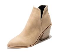 Femmes Rétro Élastique Chelsea Bottines Chunky Heel Bout Pointu Automne Hiver Chaussons Faux Cuir Souple Zipper Short Boot Fête Travail Jeans Dress Chaussures pour femme Dames Filles marron Taille 38