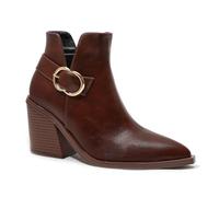 Femmes Rétro Élastique Chelsea Bottines Chunky Heel Bout Pointu Automne Hiver Chaussons Faux Cuir Souple Zipper Short Boot Fête Travail Jeans Dress Chaussures pour femme Dames Filles Dark marron