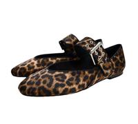 Femmes Rétro Leopard Ballet Flats Boucle Strap Mary Jane Flats Ballerina Chaussures Bout Rond Ballerines Chaussures pour Femme Dames Filles Leopard Taille 40