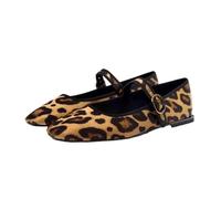 Femmes Rétro Leopard Ballet Flats Boucle Strap Mary Jane Flats Ballerina Chaussures Bout Rond Ballerines Chaussures pour Femme Dames Filles Leopard Taille 40