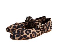 Femmes Rétro Leopard Ballet Flats Boucle Strap Mary Jane Flats Ballerina Chaussures Bout Rond Ballerines Chaussures pour Femme Dames Filles Leopard Taille 39