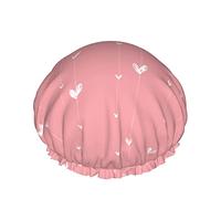 Femmes Réutilisable Stretch Hem Cheveux Chapeau Rose Amour Coeur Fille DoubleWaterproof Bonnet De Douche Bonnet De Bain