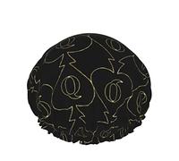 Femmes Réutilisable Stretch Hem Hair Hat Golden Queen Of Spades DoubleWaterproof Shower Cap Bath Cap