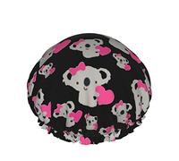 Femmes Réutilisable Stretch Ourlet Cheveux Chapeau Amour Mignon Koala Ours DoubleWaterproof Bonnet De Douche Bonnet De Bain