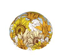 Femmes Réutilisable Stretch Ourlet Cheveux Chapeau D'été Floral Tournesol Amour DoubleWaterproof Bonnet De Douche Bonnet De Bain