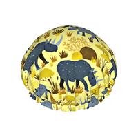 Femmes Réutilisable Stretch Ourlet Cheveux Chapeau En Voie De Disparition Rhino Jaune Désert DoubleWaterproof Bonnet De Douche Bonnet De Bain
