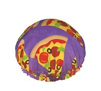 Femmes réutilisable Stretch ourlet cheveux chapeau nuit ciel Pizza drôle Double imperméable bonnet de douche bonnet de bain