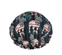 Femmes réutilisable Stretch ourlet cheveux chapeau patriotique Pitbull drapeau américain galaxie Double imperméable bonnet de douche bonnet de bain