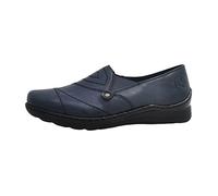 Femmes Rieker Mocassins Gurgaon/Turin Textile Glissement/ouvert Plat - bleu 14 39