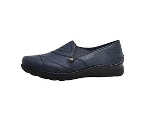 Femmes Rieker Mocassins Gurgaon/Turin Textile Glissement/ouvert Plat - bleu 14 39