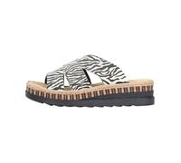 Femmes Rieker Mule V798991 V79 Textile Glissement/ouvert Plat - crème/noir 91 39
