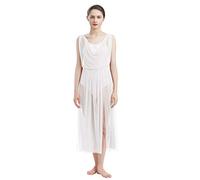 Femmes Robe de Liturgique Danse Lyrique sans Manches Plaine Robe de Danse sans Dos, Prière Latin Cérémonie Gymnastique Classique Combinés Costume Robe de Danse Lyrique Blanc B S