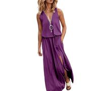 Femmes Robe d'été Spaghetti Bretelles Robes de Printemps Bohème Avant Fourche Swing Midi Sun Jupe Fête Vacances Plage Midi Dresses for Women Cache Maillots et Sarongs Tendance （Violet,3XL）