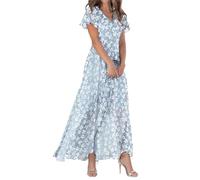 Femmes Robe d'été Spaghetti Bretelles Robes de Printemps Bohème Avant Fourche Swing Midi Sun Jupe Fête Vacances Plage Women's Casual Dress Cache Couvrir Beach Maillots de Bain Cover Up 2025 （Bleu,XXL）