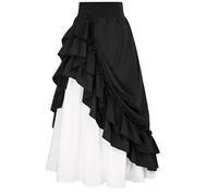 Femmes Robes Loisirs Dentelle Élastique Taille Haute Boho Jupe Maxi Décontractée Cordon De Serrage A-line Jupe Longue & Roll, Noir , XXL