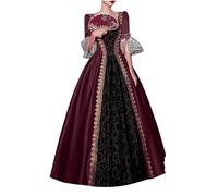 Femmes Robes MéDiéVale Costume médiéval de la Renaissance Robe Steampunk Vampire Gothique Femme Soirée Cocktail Elegante Carnaval Cosplay Adulte pour Halloween