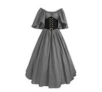 Femmes Robes MéDiéVale Deguisement Adulte Halloween Robe Corset Gothique sans Manches Carnaval de Soirée Cocktail Elegante Grande Taille Trompette Maxi fête