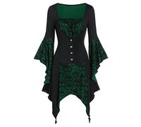 Femmes Robes MéDiéVale Nouvelle Robe d'halloween Costume Renaissance pour Femme Moyen Age Dres de Soirée Cocktail Elegante Déguisement Sorcière Vampire Parti DéGuisements
