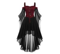 Femmes Robes MéDiéVale Robe Gothique pour Femme Corset sans Manches de Soirée Cocktail Elegante Soiree Vintage Dentelle Maxi Carnaval, Halloween