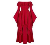Femmes Robes MéDiéVale Robe pour Femme Corset Gothique sans Manches Deguisement Halloween Carnaval Medievale Vintage Couleur Uni Cosplay Traditionnelle Irlandaise Maxi