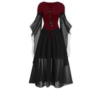 Femmes Robes MéDiéVale Robe pour Femme légante Vintage Moyen Age Renaissance Dress Halloween Gothique Carnaval Cosplay Adulte