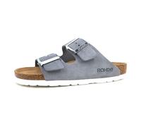 Femmes Rohde Mule Alba Cuir Glissement/ouvert Plat - Basalte 86 41